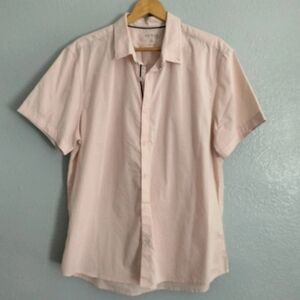 Guess Pink Collared Button Up Short Sleeve Shirt Men's Size XL Cotton Blend